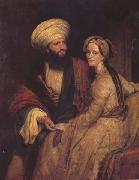 Henry William Pickersgill Portrait of James Silk Buckingham and his Wife in Arab Costume of Baghdad of 1816 (mk32) oil painting on canvas